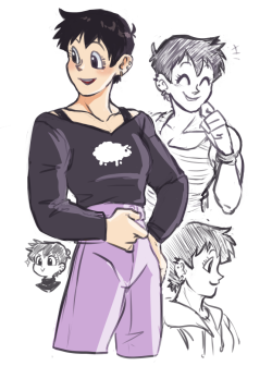 sgbuster:  manialwaysfeelsoguilty:  I drew a young adult Pan one time, and she’s kinda buff and kinda tall, and also a big sweetheart who loves martial arts and space stuff.  she looks so much like Gohan it’s too cute shit 