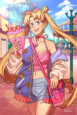 pockicchi:  this was my submission for the @sailormoonzine ft usagi w a giant strawberry crepe !!! :9 🍓💖🍓💖