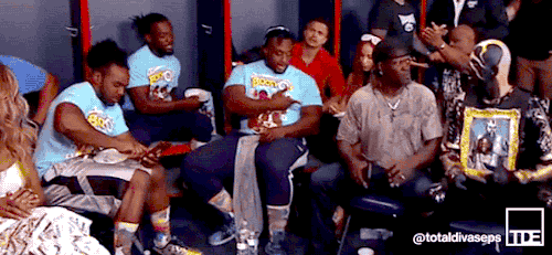 totaldivasepisodes:  There’s so much to love in this.  Sasha and Kofi enjoying a bowl of delicious Booty-O’s cereal. Big E telling Alicia to Leggo Sasha’s Booty-O’s. Xavier Woods clearly playing Pokemon Go. Truth and Goldust being an old married