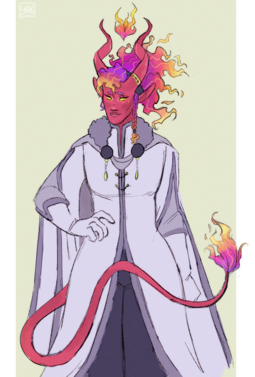 My dnd character, Sulien Bahaghari, a circle of wildfire tiefling. I play them in a Rime of the Fros