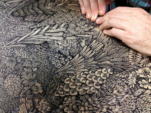 mymodernmet:  Extremely Detailed Woodcut Print Completed After 3 Years of Meticulous Hand-Carving 