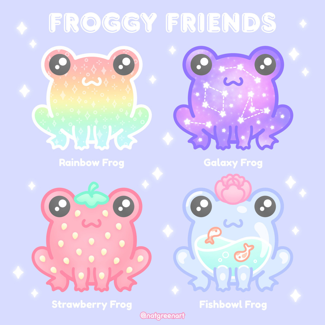 Strawberry Frog Sticker by Aurghost  Cute animal drawings kawaii Frog  art Frog drawing
