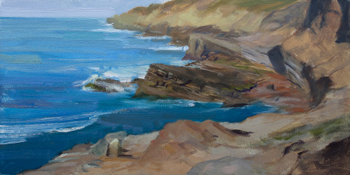 Another plein air done in Ben Young&rsquo;s plein air class, at Cabrilla Cliffs. Need to buy a hat s