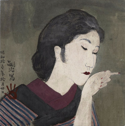 taishou-kun: Tsugouharu Foujita 藤田 嗣治 (1886-1968) Portrait of (his wife) Kimiyo Horiuchi - Japan - 1