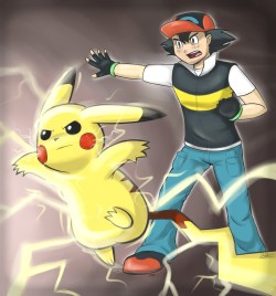 bluhardhat:  I drew Ash and Pikachu OuO
