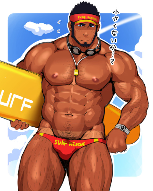 kinky-kinniku:  Sex on the beach, but also with the lifeguard, even! by Sakuramaru 