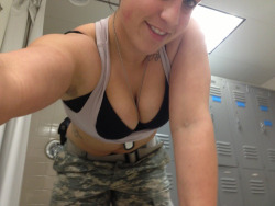 Militarysluts:  Army Pfc Strips And Takes Selfies In The Locker Room.