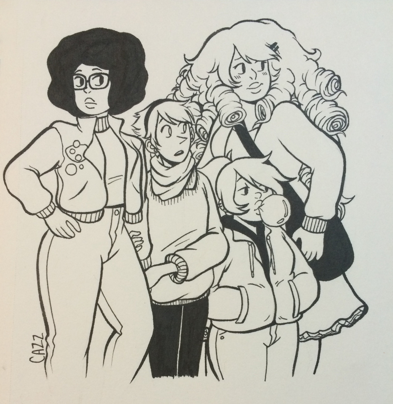 cazzart:  brush pen warmup before i ink my comic homework…  