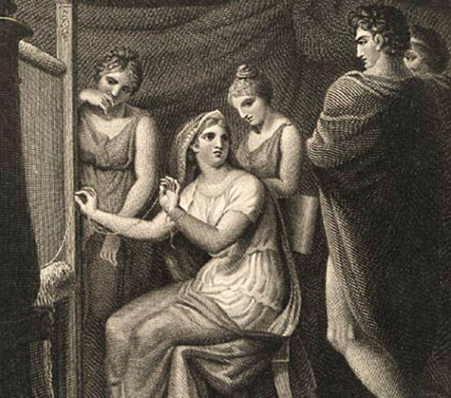 Pénélope tissant, gravure d’après Henry Howard, Londres 1806La toile de PénélopeEn l'absence d'Ulyss