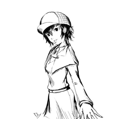 brinkofmemories: Just a sketch of Naoto in her Sherlock Holmes outfit from P4G.