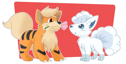 washumow:  With the new alola vulpix my vulpix x growlithe | ninetails x arcanine shipping intensified 