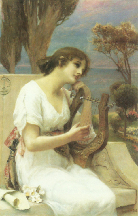 silenceforthesoul:Alfred Siefert - Young Lady Playing a Lyre