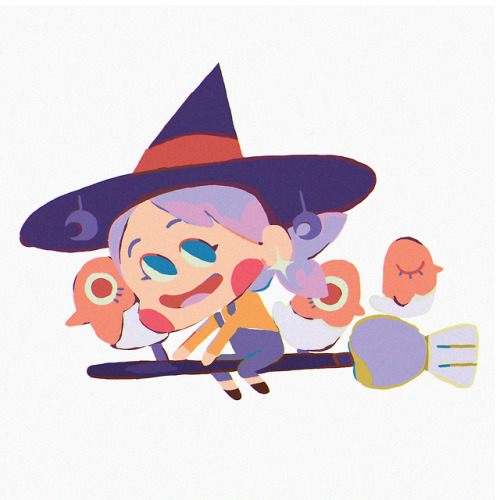 billandashley:The witch with her birds :)Future stickers and cards for Japan Expo