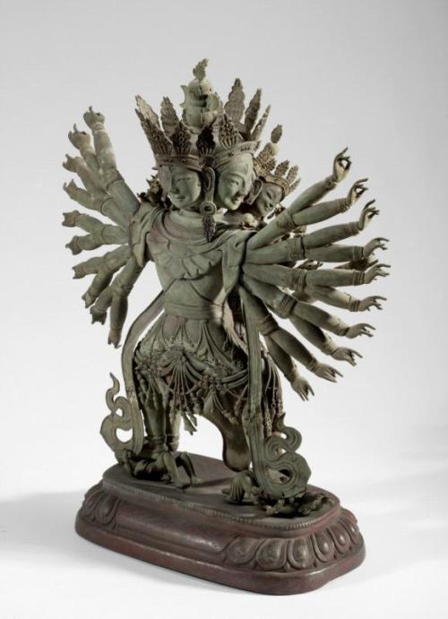 virtual-artifacts: A Tibetan copper statue, formed utilising the repoussé technique, of a Bud