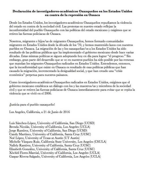 xicanadiaries:  thetypicalputa:  xicanadiaries:  Oaxacan Scholars in the U.S. Against State Violence in Oaxaca “Declaración de investigadores-académicos Oaxaqueños en los Estados Unidos en contra de la represión en Oaxaca Desde los Estados Unidos,