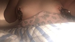 Violent-Rape-Fantasies:  Mmm, Clover Clamps And A Smooth Shaved Pussy.  Submitted