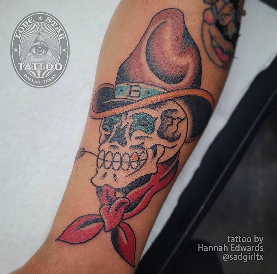 Adamo tattooer  Classic American traditional cowboy skull for my friend  lolosprg  thank you brother for your trust and support traditional  traditionaltattoo americantraditionaltattoo traditionalworkers  traditionalclub ink inkedup tattoo 