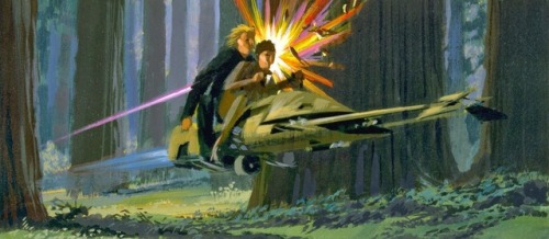 Speeder bike (concept) art by Ralph McQuarrie. Return of the Jedi (1983).