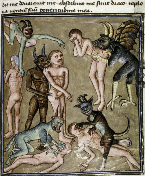 dictionnaire-infernal:Devils bite and scratch the damned. Livre de la Vigne nostre Seigneur. France,