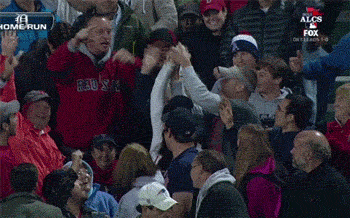 buzzfeedsports:  Aggressive Red Sox fan rips home run ball from