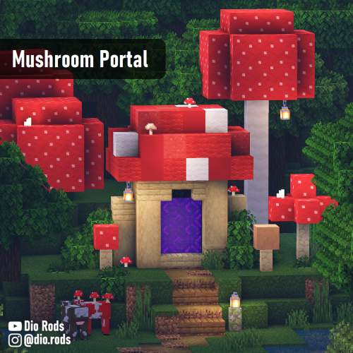 Mushroom Custom Nether Portal! A very simple portal made with mainly birch and wool. Hope this serve