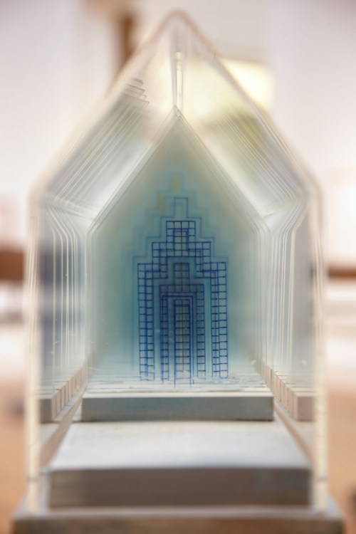 Ainslie Yule&lsquo;Double Labyrinth&rsquo;glass, wood, pigment, perspex, steel