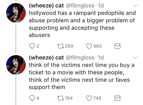 I feel like this is a very important thread considering a lot of people cut Hollywood abusers a lot 