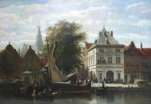 The Waag on the Spaarne, Haarlem  -   Cornelis Springer, 1863.Dutch,1817-1891Oil on canvas,72 x 51 c