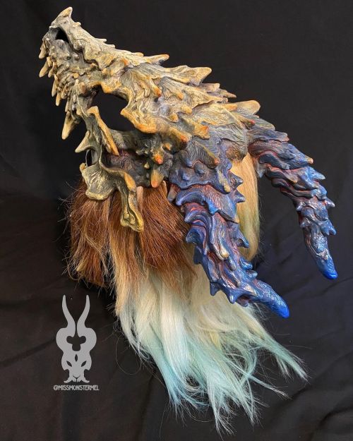 Bone dragon headdress! This will be available in my online shop this Friday at 2pm PST. Hand sculpte