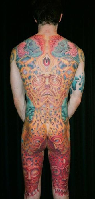 XXX Alex Grey inspired bodysuit of tattoos photo