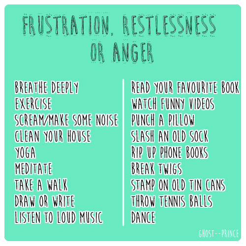 pixiedusthappythoughts:  ghost—prince:  I made a list of self-harm alternatives and distractions!! most will not need many, if any, resources, and certainly not any you won’t have. all sources can be found under the ‘read more’! thank you for