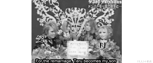 ruu-hime:  m-o-o-n-e-m-p-i-r-e:  ruu-hime:  The relationship of Versailles ~  And thus, Kamijo and Hizaki divorced one again. Now Hizaki is married to Zin. Leaving Kamijo very very sad  you just smashed my heart