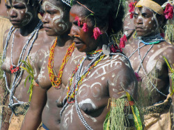 Topless Papuan women at the Lake Sentani