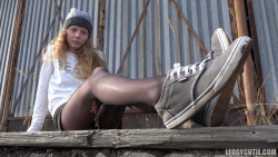 leggycutie: Teen Girl In Black Pantyhose And Sneakers  Watch The Video: http://leggycutie.com 