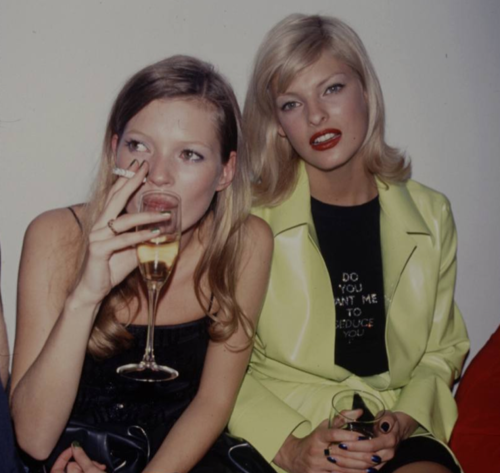queenjustinevintage:   Kate Moss &amp; Linda Evangalista 90’s 