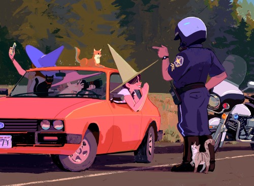 woonyoung:Hard to avoid a speeding ticket during road trips but maybe cats could change the cop’s mi