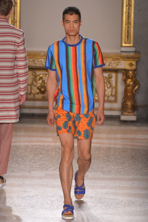 Rainbow striped tees at Stella Jean menswear SS16