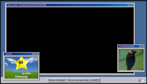 Here’s a little Work in progress of my vintage Windows inspired twitch streaming setup / Layou