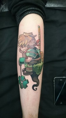 detective-comics:  My first tattoo!   ‘The Kid’ from Bastion, done on the back of my leg by Inma at The Family Business in London. So unbelievably stoked with it, and the first of many more to come!