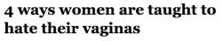 salon:  1. The treachery of images: This is not a vagina.Most porn presents us with perfectly trim, tidy little slits that make those of us with differently shaped vaginas look down and go, huh? But let it be said, the “single crease” aesthetic is