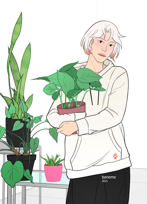 Andrew doing nothing and Renee with plants.                       ☕️ Buy me coffee☕️ -  ETSY Shop