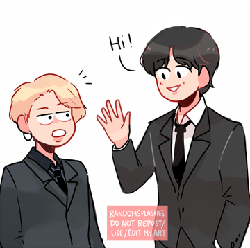 randomsplashes:the shortest in bts (jimin) meets the tallest in txt (soobin)jimin between the two ta