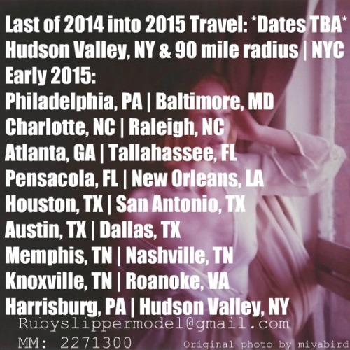 Last of 2014 into 2015 travel: *Dates TBA*Hudson Valley, NY &amp; 90 mile radius | NYCEarly 2015