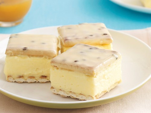 swankydesserts: Vanilla Slice with Passion Fruit icing Follow Us On Instagramwww.instagram.c