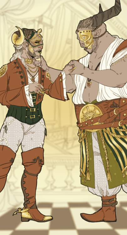 glowingmongrel: Jewel and Bull in classy Winter Palace attire 