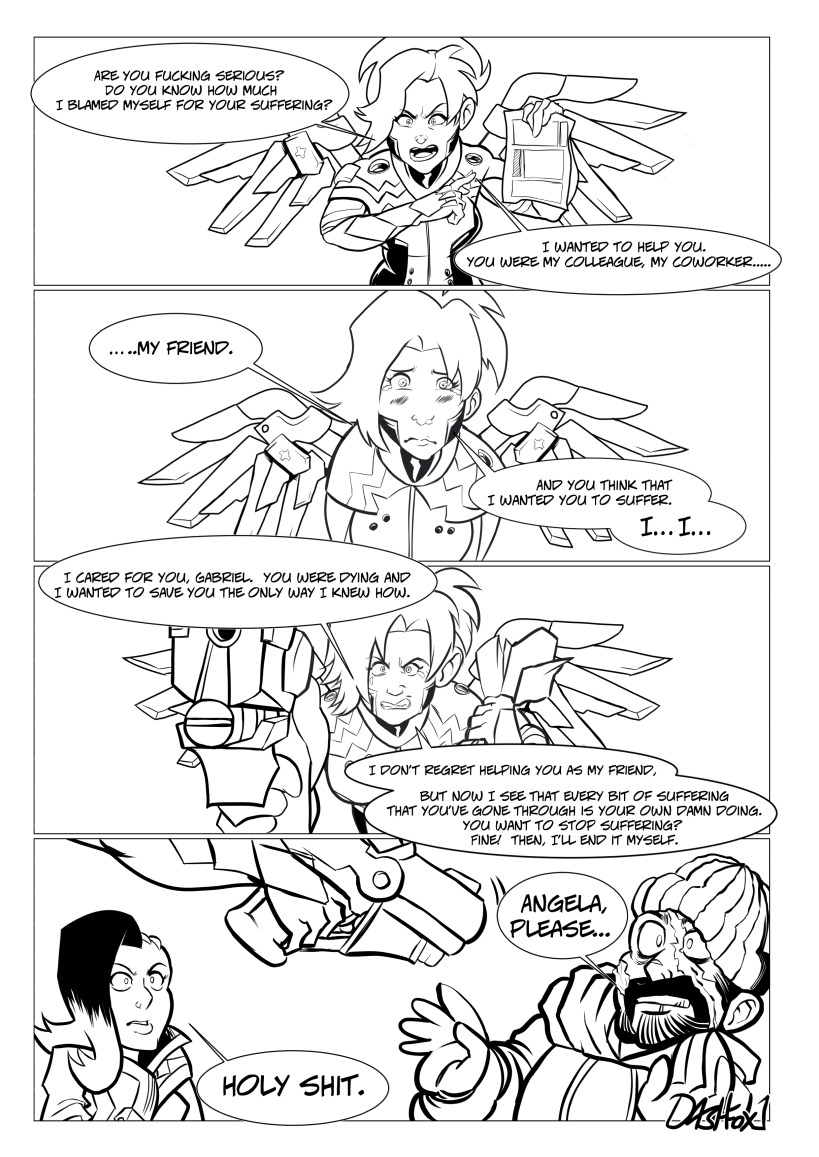 dashfox1artwork: Overwatch Commission. “No, Mercy…” Overwatch characters are