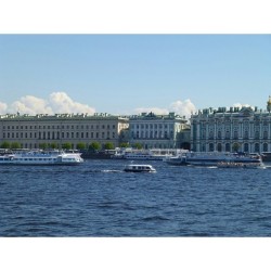 #Beautiful #sky, Neva #river, #waterbus &amp; #Winter #palace   #beauty #art #architecture #history   June 14, 2012  #summer #heat #hot #travel #SaintPetersburg #StPetersburg #Petersburg #Russia #СанктПетербург #Петербург #Питер