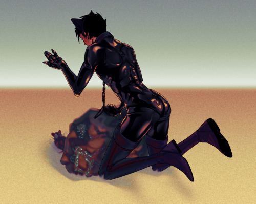 idk just kitty Craig in latex hunts a mouse in desert.