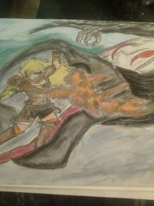 Holy fucking shit that took a long time, I used EVERY SINGLE ONE of my pastels for this. Scene Re-draw featuring Yang Xiao Long being a freaking boss “I. HOPE. YOUR. HUN. GRY!!”