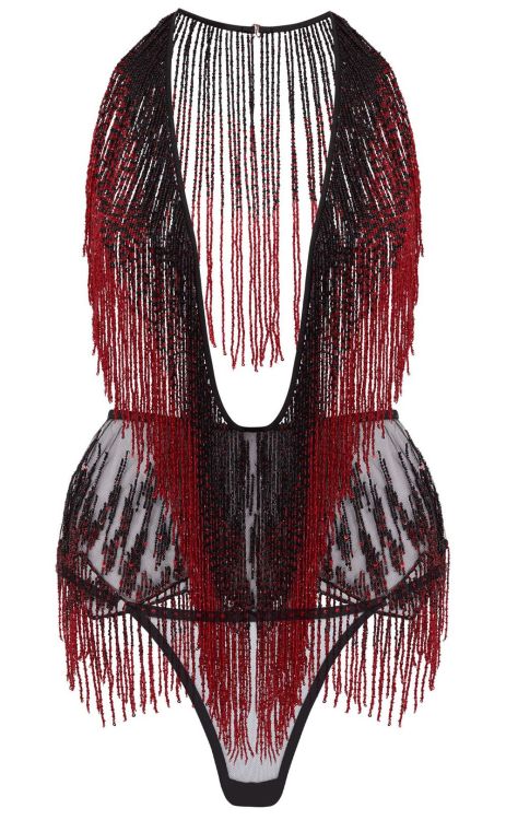 martysimone:Agent Provocateur | Maxy • playsuit + thong in beaded fringing + sequin embellishments +